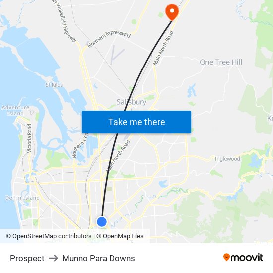 Prospect to Munno Para Downs map