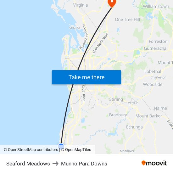 Seaford Meadows to Munno Para Downs map