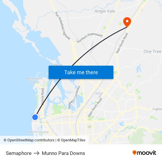 Semaphore to Munno Para Downs map