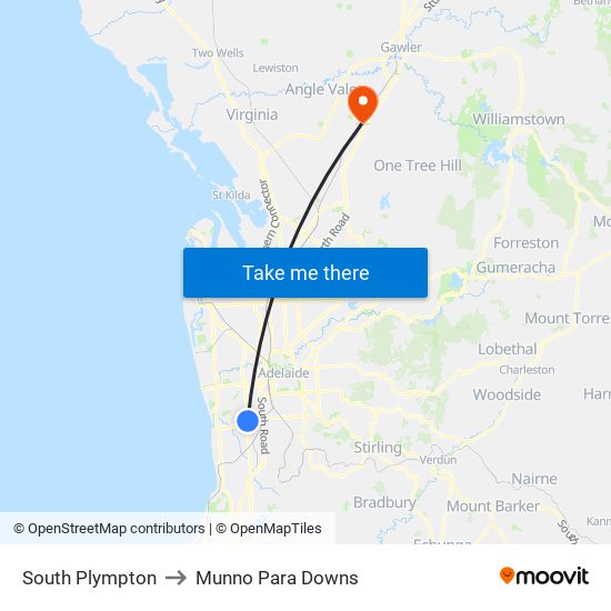 South Plympton to Munno Para Downs map