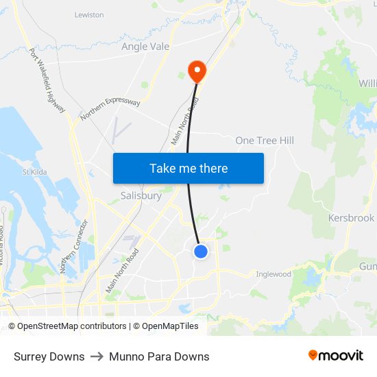 Surrey Downs to Munno Para Downs map