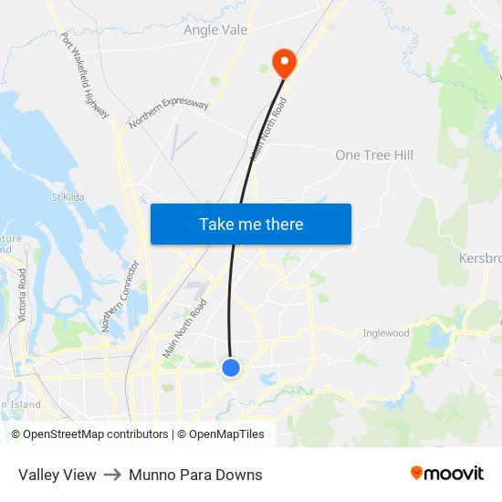 Valley View to Munno Para Downs map