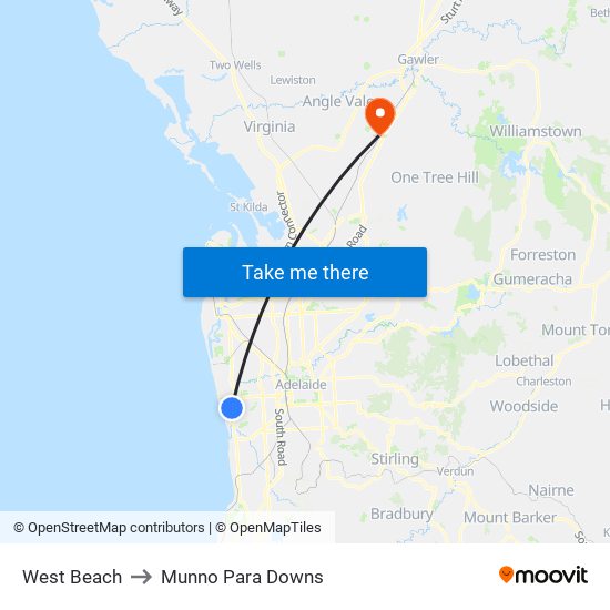 West Beach to Munno Para Downs map