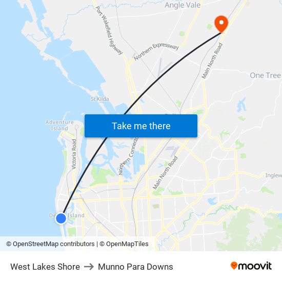 West Lakes Shore to Munno Para Downs map