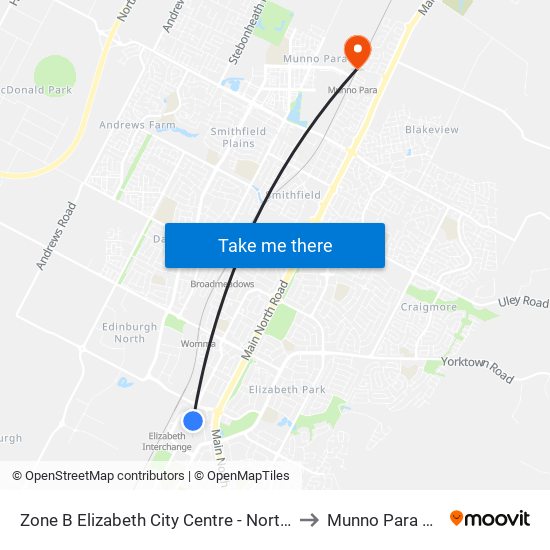 Zone B Elizabeth City Centre - North West side to Munno Para Downs map