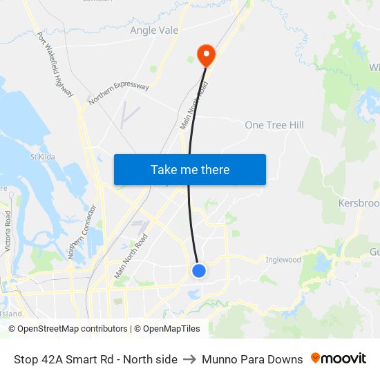 Stop 42A Smart Rd - North side to Munno Para Downs map