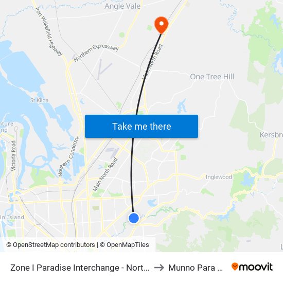 Zone I Paradise Interchange - North West side to Munno Para Downs map