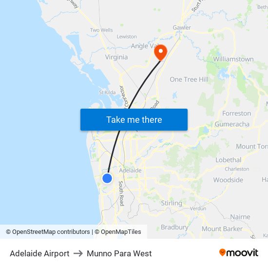 Adelaide Airport to Munno Para West map