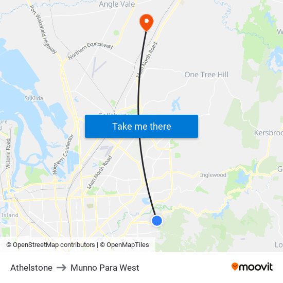 Athelstone to Munno Para West map