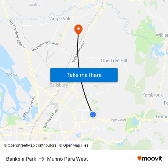 Banksia Park to Munno Para West map