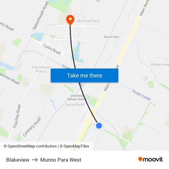 Blakeview to Munno Para West map