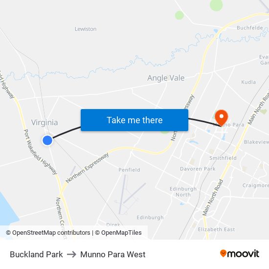 Buckland Park to Munno Para West map