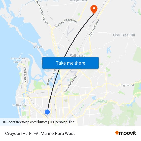 Croydon Park to Munno Para West map