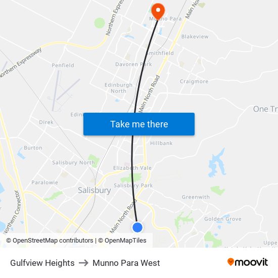 Gulfview Heights to Munno Para West map