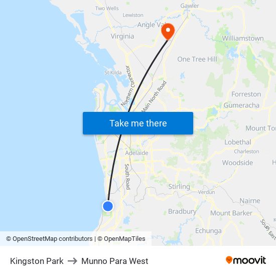 Kingston Park to Munno Para West map