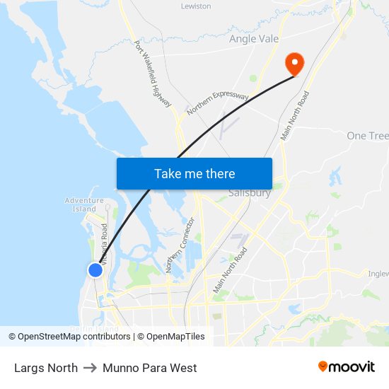 Largs North to Munno Para West map