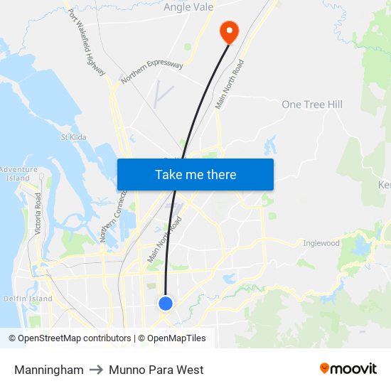 Manningham to Munno Para West map