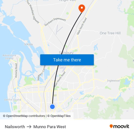 Nailsworth to Munno Para West map