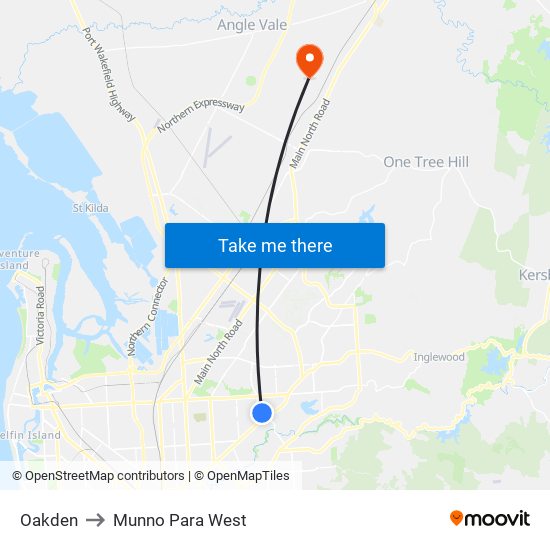 Oakden to Munno Para West map