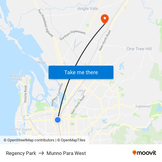 Regency Park to Munno Para West map