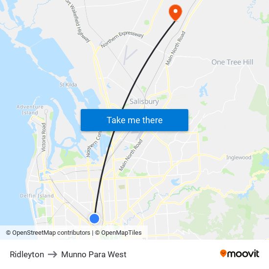 Ridleyton to Munno Para West map