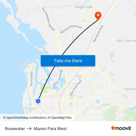 Rosewater to Munno Para West map