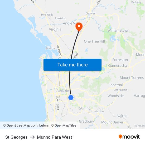 St Georges to Munno Para West map