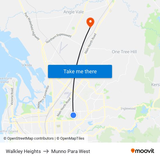 Walkley Heights to Munno Para West map