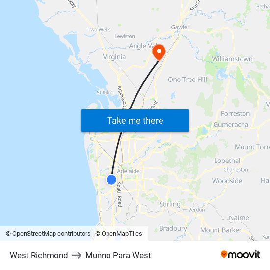 West Richmond to Munno Para West map