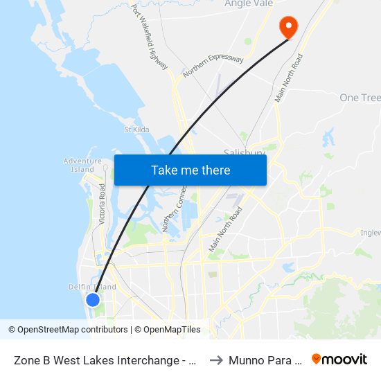 Zone B West Lakes Interchange - West side to Munno Para West map
