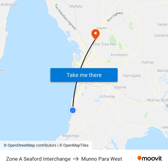 Zone A Seaford Interchange to Munno Para West map