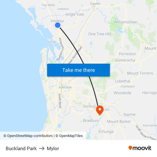 Buckland Park to Mylor map