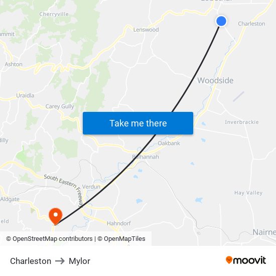 Charleston to Mylor map