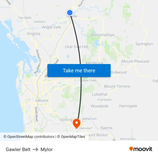 Gawler Belt to Mylor map