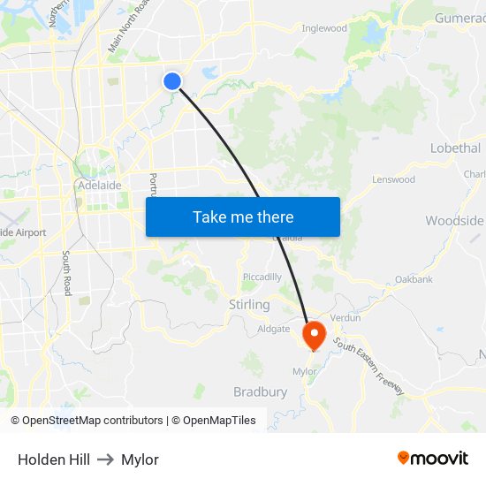 Holden Hill to Mylor map