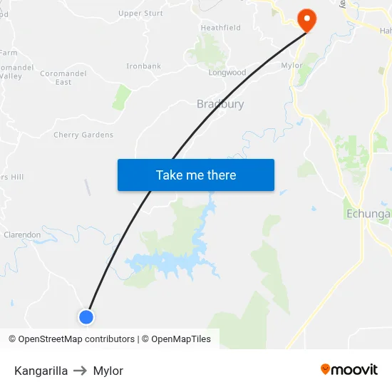 Kangarilla to Mylor map