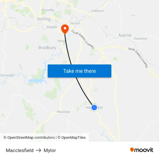 Macclesfield to Mylor map