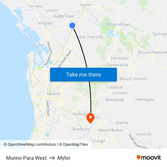 Munno Para West to Mylor map