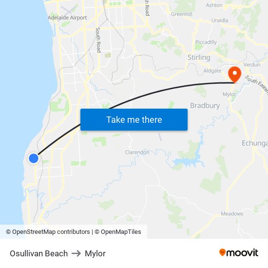 Osullivan Beach to Mylor map