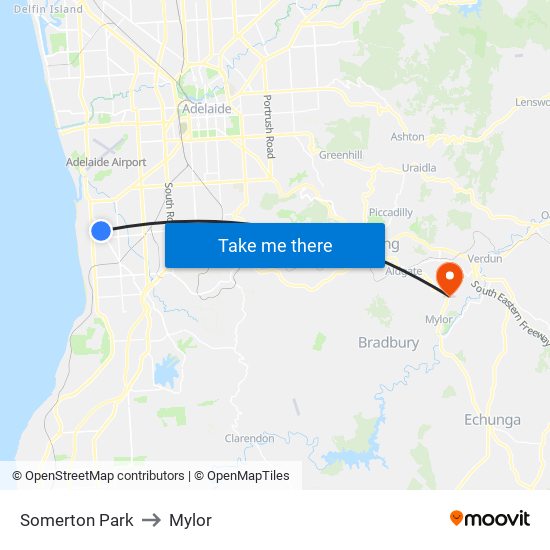 Somerton Park to Mylor map