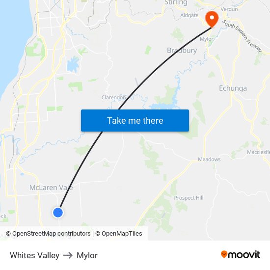 Whites Valley to Mylor map