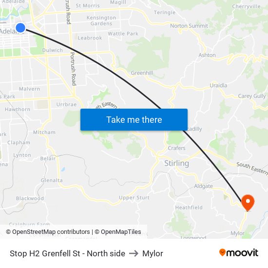 Stop H2 Grenfell St - North side to Mylor map