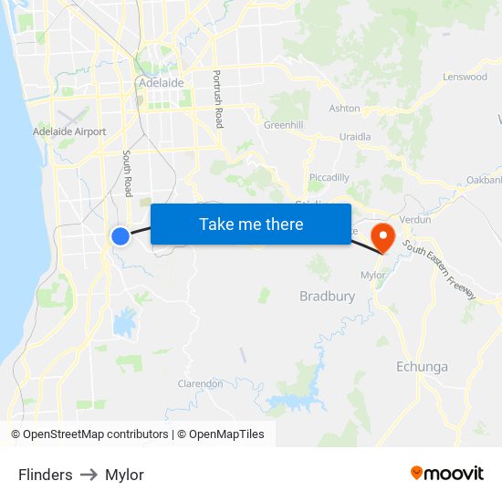 Flinders to Mylor map