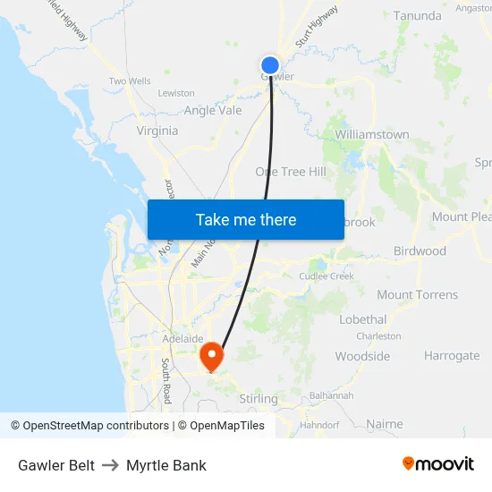 Gawler Belt to Myrtle Bank map