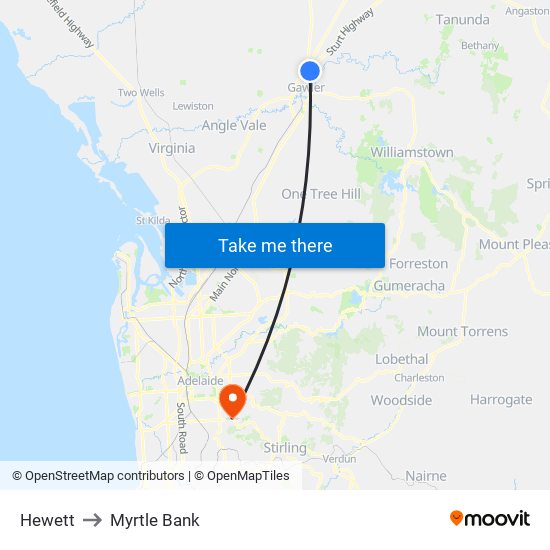 Hewett to Myrtle Bank map