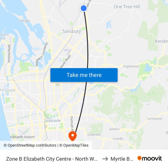 Zone B Elizabeth City Centre - North West side to Myrtle Bank map