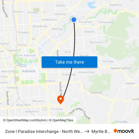 Zone I Paradise Interchange - North West side to Myrtle Bank map