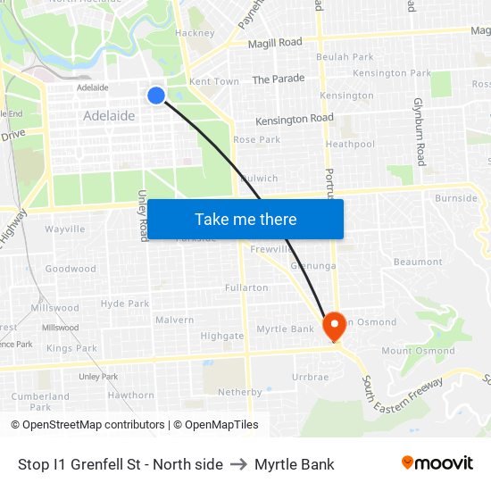 Stop I1 Grenfell St - North side to Myrtle Bank map