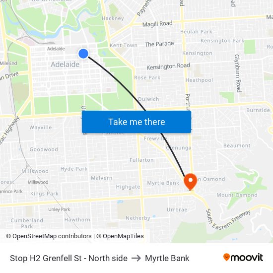 Stop H2 Grenfell St - North side to Myrtle Bank map