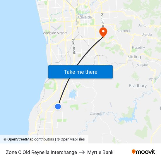 Zone C Old Reynella Interchange to Myrtle Bank map